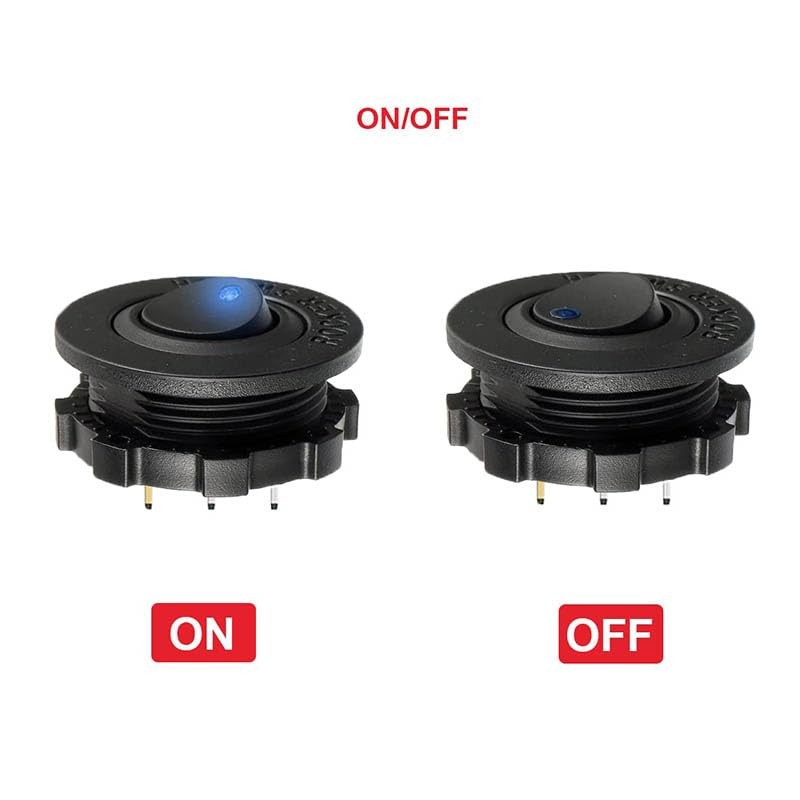 5Pcs Round Toggle LED Switch, 12-24V 20A Car Truck RV