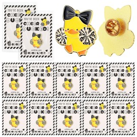 Quelay 24 Pack Cheer Team Gifts Bulk Cheerleader Duck Pins Brooches You've Been Cheer Ducked Tags Team Inspirational Gift Accessories for Teammates (Black)
