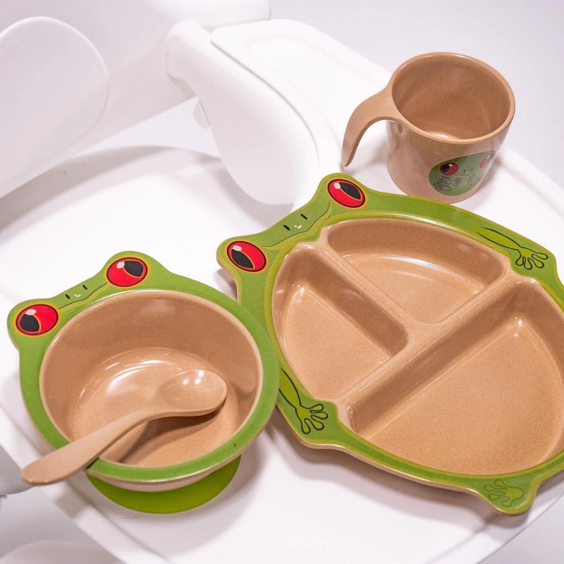 Refresh-A-Baby Stackable 4 Pc Feeding Set - Eco-Friendly Bowl Cup