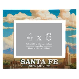 R and R Imports Santa Fe New Mexico Design A Souvenir Wooden Photo Frame Matted 4 x 6 Inch Single