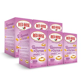 Red Rose Sweet Temptations Dessert Tea Bananas Foster, Zero Carbs, Zero Sugar Bursting with Flavor Caffeine-Free Delicious Beverage Herbal Tea, 18 Count Fruit Naturally Flavored Herbal Tea Pack of 6