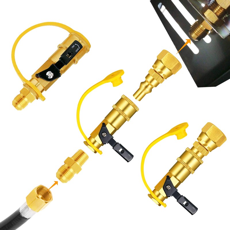 MCAMPAS 1/4" Propane Quick Connect Adapter Kit Converter 3/8" Female