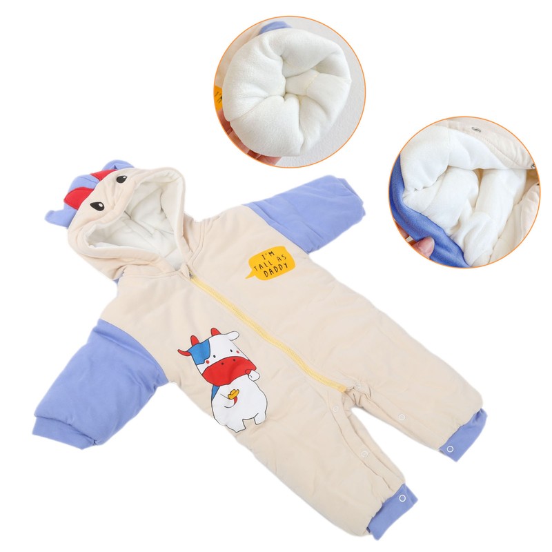 Winter Thickening Baby Cartoon Romper Children Infant Baby Hooded Romper