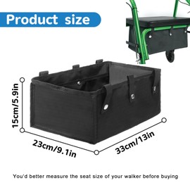 UlifeBetter Under Seat Rollator Bag, Rollator Basket Large Walker Accessories Bag, Walker Basket Rollator Basket or Tote for Four Wheel Rollator Reusable Basket for Seniors(Large)