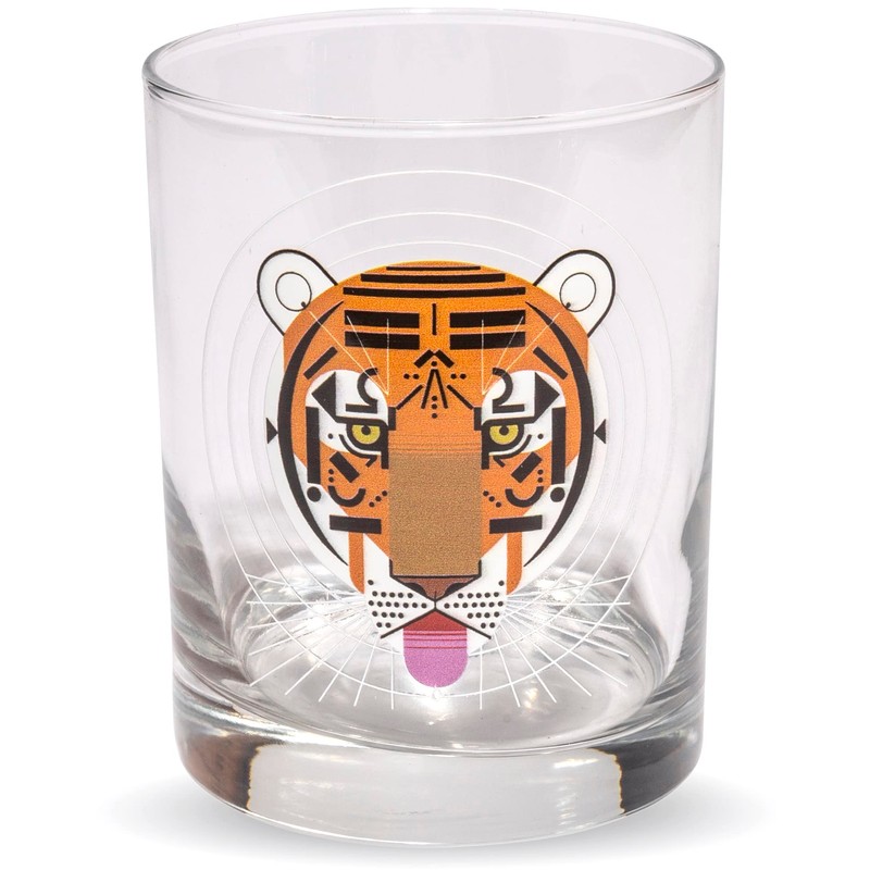 Charley Harper Cool Carnivore Double Old-Fashioned DOF Set of 4