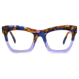 Zeelool Stylish Vintage Oversized Square Glasses for Women with Non-prescription Clear Lens Benitez ZWA035804, Zjga035804-08 Blue