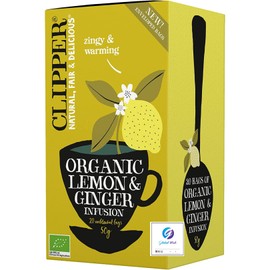 Clipper Lemon & Ginger Organic Herbal Tea Caffeine Free 20P Lemon & Ginger Caffeine Free Organic Herb Tea with 20P Global Wishille Open Date Label