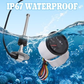 Geloo Fuel Sending Unit with Fuel Gauge Kits 8" (200mm) Boat 316 Stainless Steel Fuel Level Sensor Fuel Water Tank Sender Gas Tank Sending Unit Boat Gauge for Boat Truck RV 240-33ohms