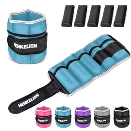 Henkelion 1 Pair 6 Lbs Adjustable Ankle Weights For Women Men Kids, Strength Training Wrist Weights Ankle Weights Set For Gym, Fitness Workout, Running, Lifting Exercise Leg Weights - each 3 Lbs Blue