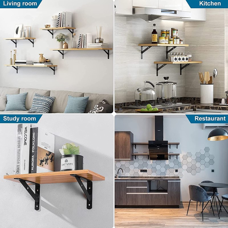 CYH Black Shelf Brackets - 8 Pack Triangle Shelving Brackets