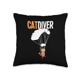 Airborne Ranger Cats Paratrooper Skydiving Cat Cat Diving Catdiver Skydiver Parachutist Throw Pillow, 16x16, Multicolor