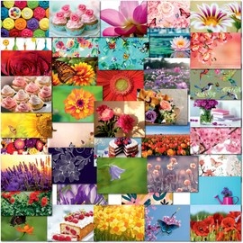 doodlecards Pack 40x Mixed Postcards Floral, Flowers, Butterflies & Cakes. Made in the UK.
