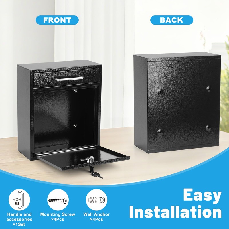 KYODOLED Steel Key Lock Mail Boxes for Outside, Locking Wall