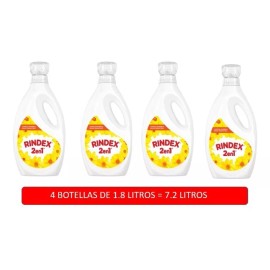 RINDEX 2 EN 1 Detergente Líquido Para Ropa, Rindex, Pack 4 Botellas 1.8 L