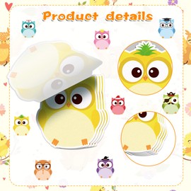 12 Pack Owl Cartoon Sticker Notebooks, 240 Cute Animal Sticker Notebooks, Students, Home Office, Roommate Gift Label Supplies