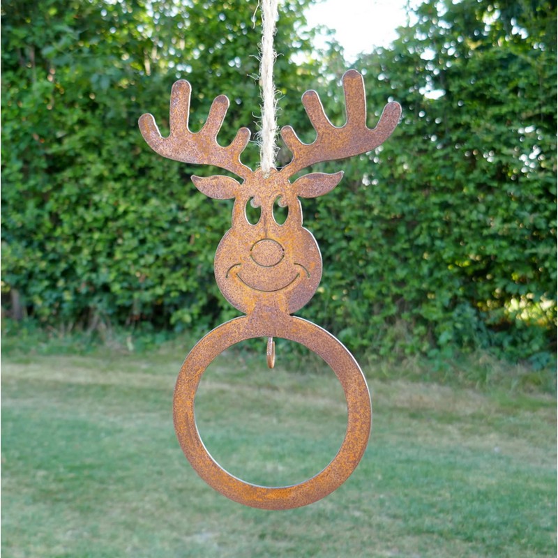 Bird Feeder Elk Deer for Wild Birds in Rust Look