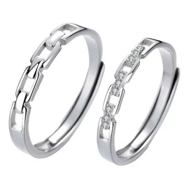 Dtup Duo Anillos Compromiso Plata 925 Oro Blanco Estilo Europeo