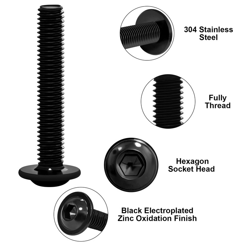 HONPHIER M6 Rounded Head Screws Hexagon Socket Screws Stainless Steel