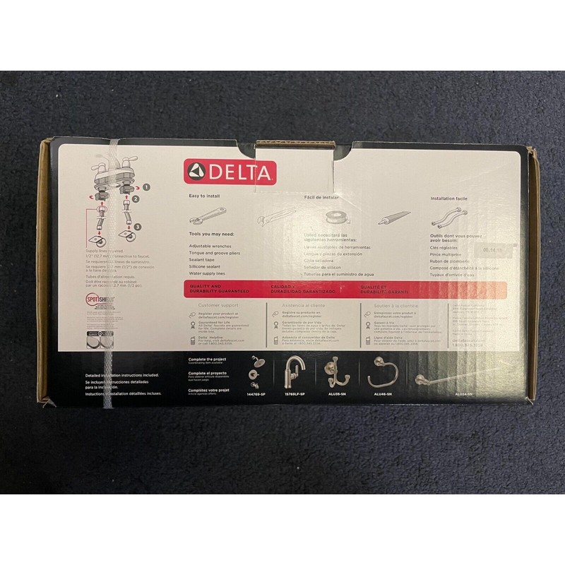 Delta 25769LF-SP Alux SpotShield Brushed Nickel 2-handle 4-in Centerset Bathroom