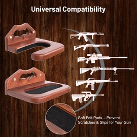 LoforHoney Home Gun Rack, Rubberwood Shotgun & Rifle Wall Mount Holder Display with Soft Felt Pads, Hand-Carved Bat Design, Rifle Rack for Home, Cabin, Garage - Gift for Gun Owners & Collectors