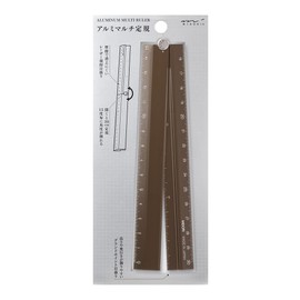 DESIGNPHIL 42287006 Aluminum Multi-Ruler, 11.8 inches (30 cm), Brown