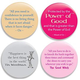 Wizard of Oz Pinback Buttons/Pins (2.25 inches) Set of 4