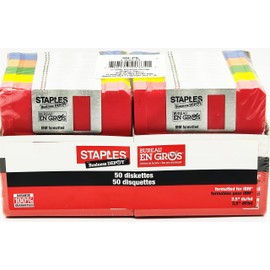 Staples 50/Pack 3.5 in. 1.44MB Multi-Colored Floppy Diskettes, PC/IBM Formatted