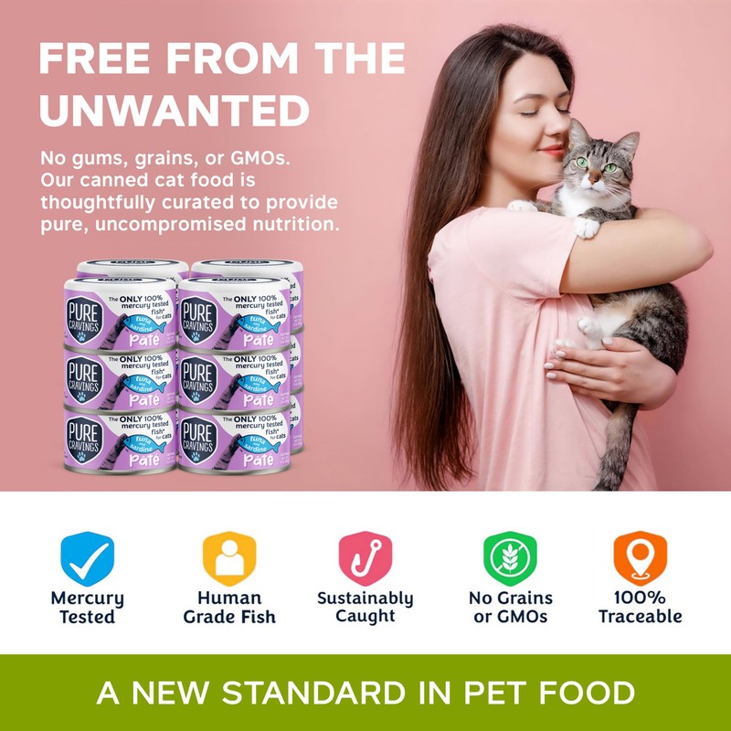 Pure Cravings Tuna and Sardine Pate, Canned Wet Cat Food,