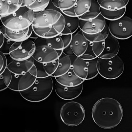 Prasacco Pack of 50 Transparent Buttons, Clothing Buttons, Reversible 2 Hole Buttons, Round Resin Buttons for Clothing, Sewing, Handbags, Knitting, DIY Crafts (2 Sizes, 20mm, 25mm)