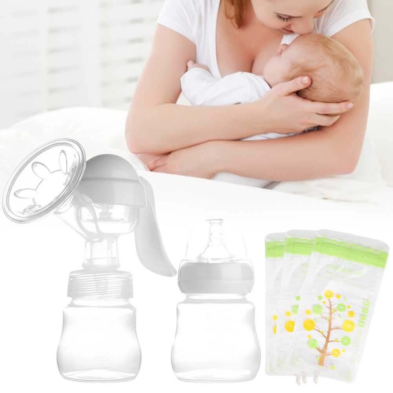 Manual Suction Breast Pump Adjustable Painless Baby Infant Feeding Milk