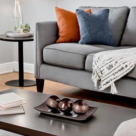 Creative Scents Dublin Brown Tray and Ball Set - Living Room, Entry Table Decor Centerpiece Table Decorations - Decorative Tray for Dining Room, Accent Decor Bowl for House Decoration