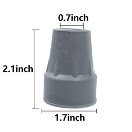 YUYUDEHM 4 Pack 0.7 Inch Crutch Tips Crutch Feet Cap Upgrade，Replacement Rubber Cane Tips （Gray）
