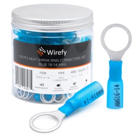 Wirefy 90 PCS Heat Shrink Ring Terminals #10 - a Resistant Ring Connectors - Eyelet Wire Connectors - Yellow 10-12 AWG