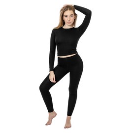 T3280 Baby Thermal Legging Cozy Waffle Knit Winter Layering Essential, USA Made Black
