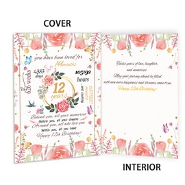 mmuue Happy 12th Birthday Card for Girls, Best12 Year Old Girl Birthday Gifts, Funny 12th Birthday Decorations Party for Daughter Granddaughter Niece