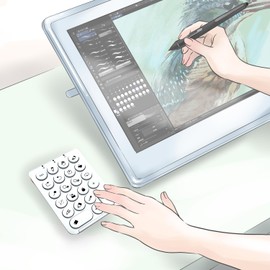 SELECOCO Shortcut Label Icon Seal for Illustration Tools Label Diameter 0.6 inch (15 mm) Numeric Keypad Left Hand Device Single Hand Device (White)