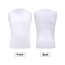 Moozava Youth Sleeveless Compression Shirt Boys Athletic Tank Tops Kids Basketball Football Undershirt White