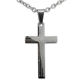 Hanessa Cross Necklace Stainless Steel Women/Men's Jewellery Jesus Christ Religion Blue/Gold/Black/Silver, Stainless Steel