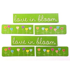 Recollections Heart Flowers Love In Bloom Spring Romance Glitter Accents Cardstock 6 pc 6"x1"