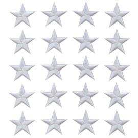 Zlettery 20pcs White Star Iron on Patches, Star Patches Embroidered Applique for Clothing, Jackets, Hats,Backpacks, Jeans (1.8 inches)