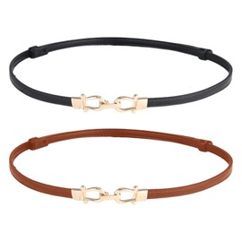 Voittozege Women Skinny Leather Belt Adjustable Thin Waist Belt for Dress Adjustable Belt women for Dresses up