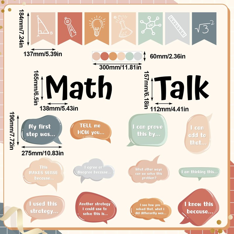 Mooliwe 43 Pcs Math Talk Bulletin Board Set for Math
