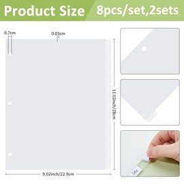 SUPERFINDINGS 2 Pack 8 Tab Plastic Dividers 3 Ring Binder Dividers Letter Size Discbound Tab Divider 28x23cm White Blank Index Divider Page Folder for Planner Notebook