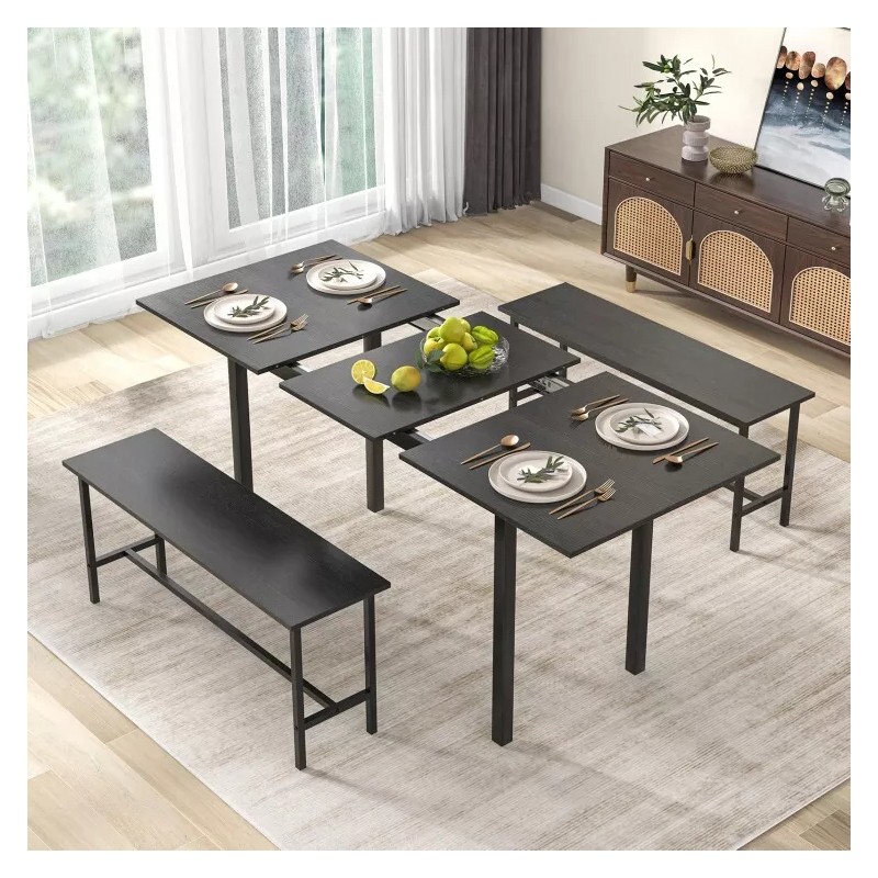 Costway 3PCS Dining Room Table Set Extendable Table Kitchen Table