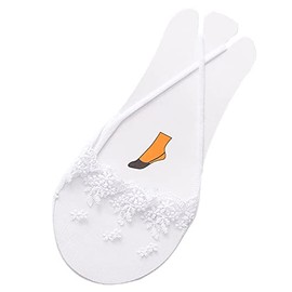 QUINTRA 1 Pair Ballerina Socks for Women Solid Non Slip Socks Lace Splice Socks Boat Socks Cuddly Socks For Men, White, One Size