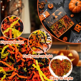 Sukh Christmas 4.9OZ Crinkle Cut Paper -Reusable Shred Filler as Confetti Paper Stuffing Baskets Filler for Cute Easter Wedding Birthday Decorative Craft Box Bags Wrapping Supplies(Helloween Pattern)