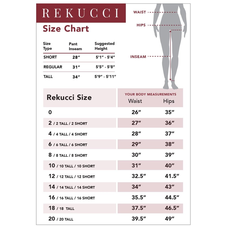 Rekucci Pantalón de pierna recta para mujer con control de