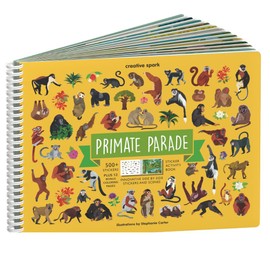 Cupkin Monkey Animal Sticker Book Activity for Kids, Toddler Airplane Travel Essentials, 500+ Animal Stickers for Kids + 12 Scenes + 12 Coloring Book Pages, Monkey Kids Gift, Kids Crafts for Ages 2-8