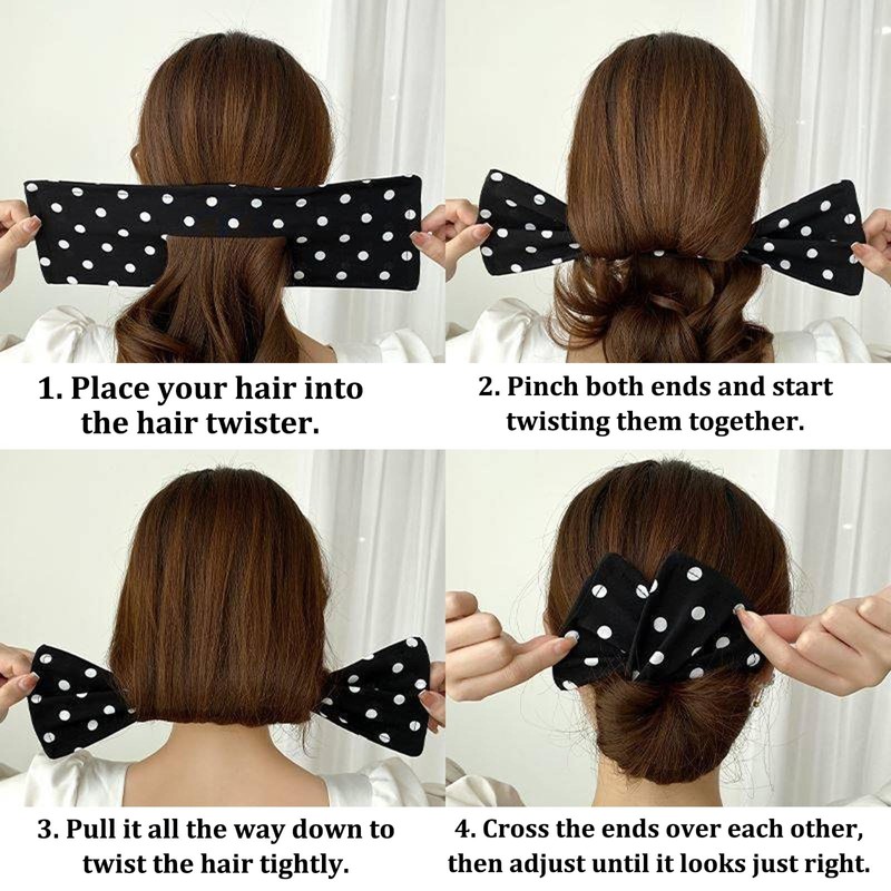 FOSDICK Pack of 4 Twister Headbands, Magic Hair Bun Maker