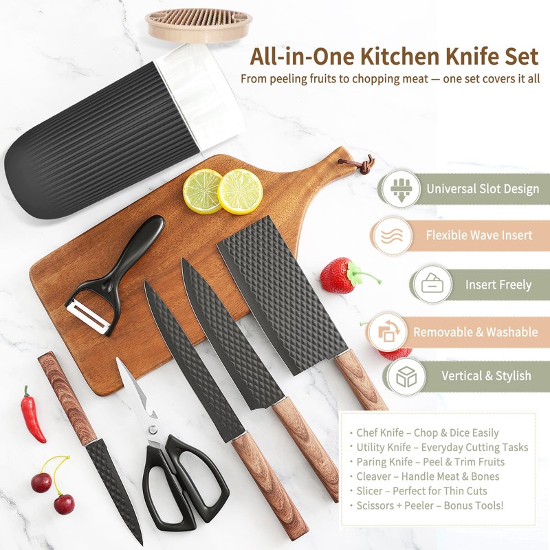 TOPLUCKY Knife Set, 7-Piece Kitchen Knife Set with Sharp Chef